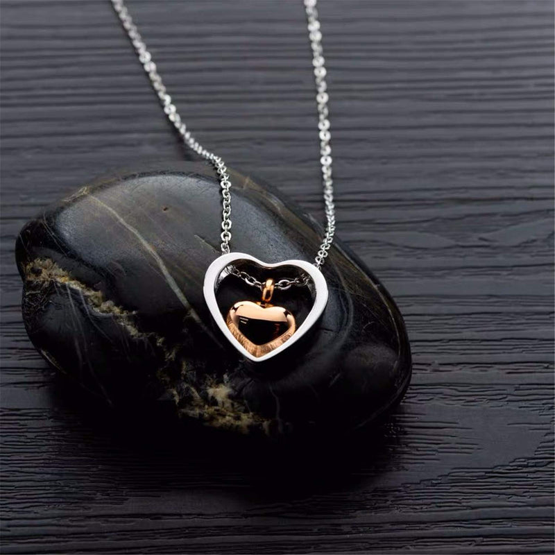 [Australia] - XUEERMEI Heart Cremation Urn Necklace for Ashes Memorial Keepsake Jewelry No Longer by My Side Forever in My Heart S5-Rose 