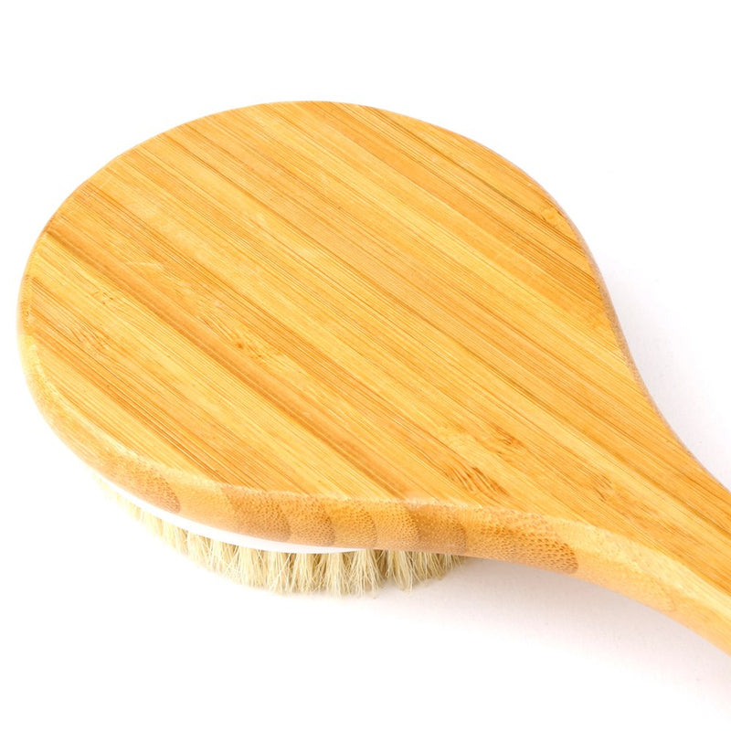[Australia] - H&S Body Brush Back Scrubber Long Handle Bath Shower Brush Natural Bristles Dry Skin Exfoliating Cellulite Brush Bamboo Wood 