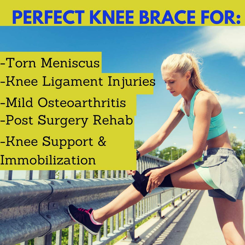 [Australia] - Comfyorthopedic Wrap Around Hinged Knee Brace Immobilizer Support For Men & Women Arthritis Meniscus Tear ACL PCL Post Op Leg Stabilizer Locking Knee Brace For Meniscus Tear & Other Injuries 
