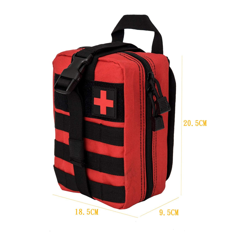 [Australia] - Krisvie 2Pack First Aid Molle Pouch EMT Pouch Detachable Tactical Medical Bag for Outdoor Activities with Shear Red 