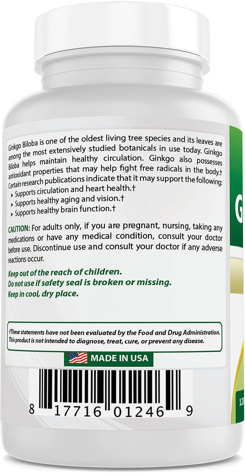 [Australia] - Best Naturals, Ginkgo Biloba Extract - Double Strength Ginkgo Biloba, 120mg, 120 Capsules (120 Count (Pack of 1)) 120 Count (Pack of 1) 