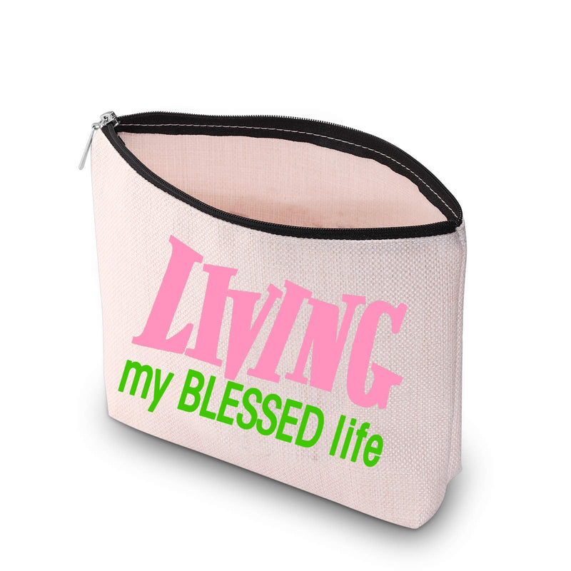 [Australia] - JXGZSO Pink and Green Living My Blessed Life Make Up Bag Graduation Gift For Sorority Sister (Living My Blessed Life) 