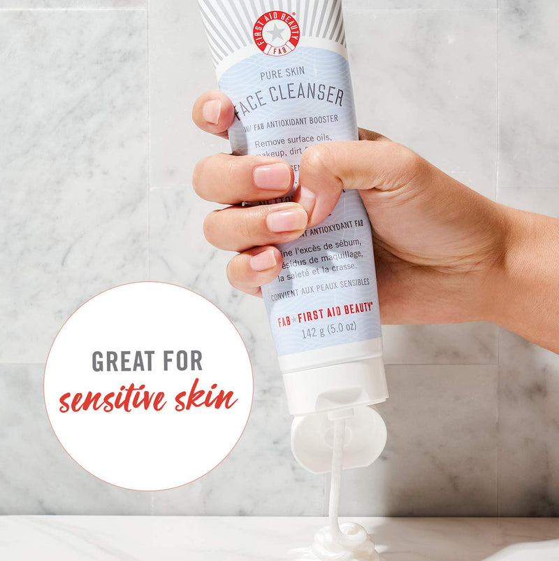 [Australia] - First Aid Beauty Pure Skin Face Cleanser, Sensitive Skin Cream Cleanser with Antioxidant Booster, 5 oz. 142 g (Pack of 1) 