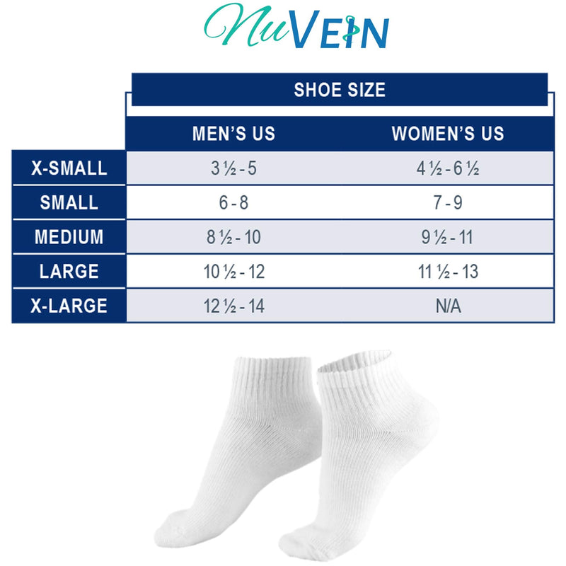 [Australia] - Nuvein Padded Low Cut Socks, 8-15 Mmhg Light Compression, Cushioned Ankle Length, Sensitive', White, X-large 