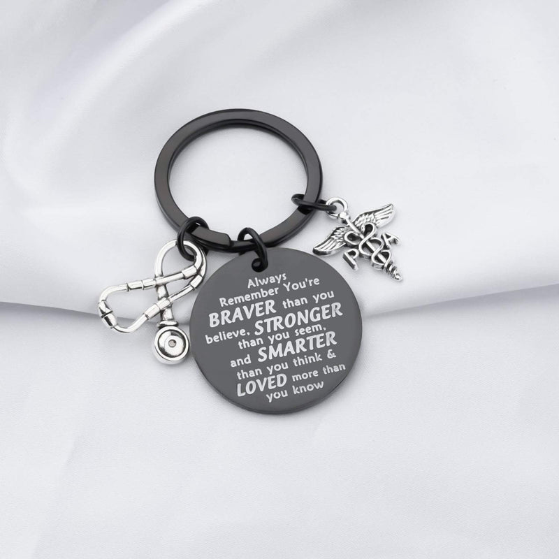 [Australia] - Physicians Assistant Gifts PA Keychain Physician Assistant Graduation Gift PA Student Inspiration Gifts You are Braver Stronger Smarter Than You Think black 