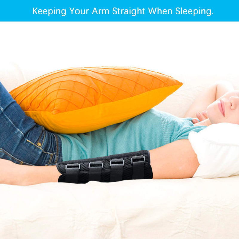 [Australia] - Elbow Brace Splint Immobilizer Stabilizer for Ulnar Nerve Entrapment & Cubital Tunnel Syndrome, Adjustable Elbow Nighttime Support, Keep Arm Straight for Sleeping (L/XL) L/XL 