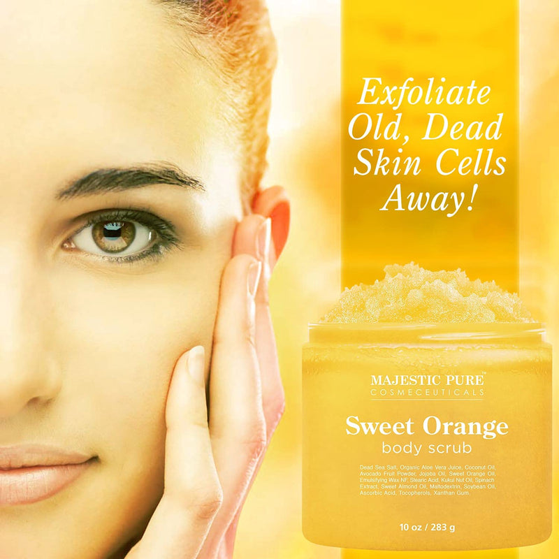 [Australia] - Majestic Pure Sweet Orange Body Scrub - Exfoliates, Moisturizes, and Nourishes Skin, 10 oz 