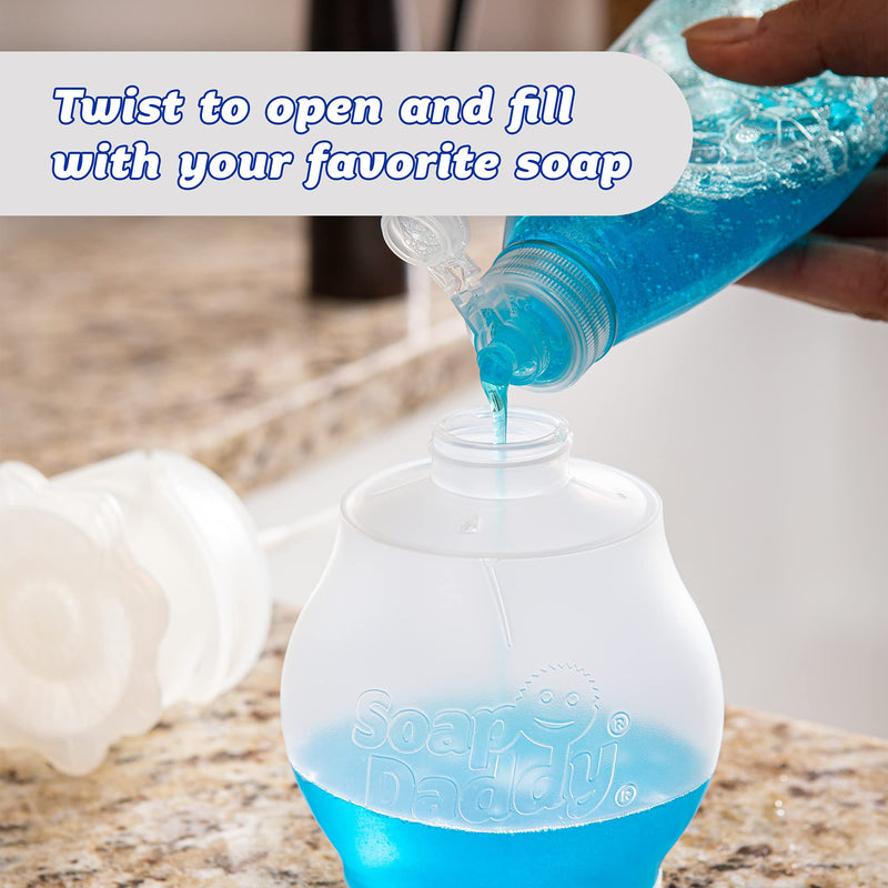 [Australia] - Scrub Daddy Soap Dispenser for Kitchen and Bathroom - Soap Daddy - Refillable Soap Dispenser for Countertop, Dual Action with Easy Grip Sides, Multi-use, 1 ct single 