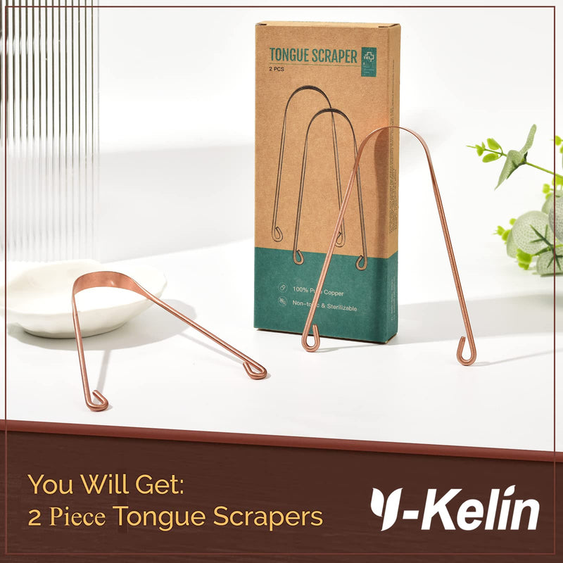 [Australia] - Y-Kelin 2 Pcs Copper Tongue Scraper Tongue Brush for Oral Care (2 pcs Copper) 2 Count (Pack of 1) 