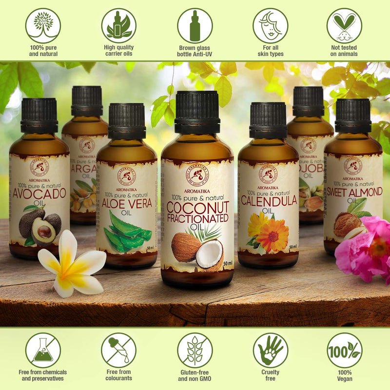 [Australia] - Coconut Oil 50ml - Cocos Nucifera Oil - Germany - 100% Pure & Natural Fractionated Coconut Oils Odourless - Best Benefits for Hair - Skin - Body - used for Massage - Glass Bottle 