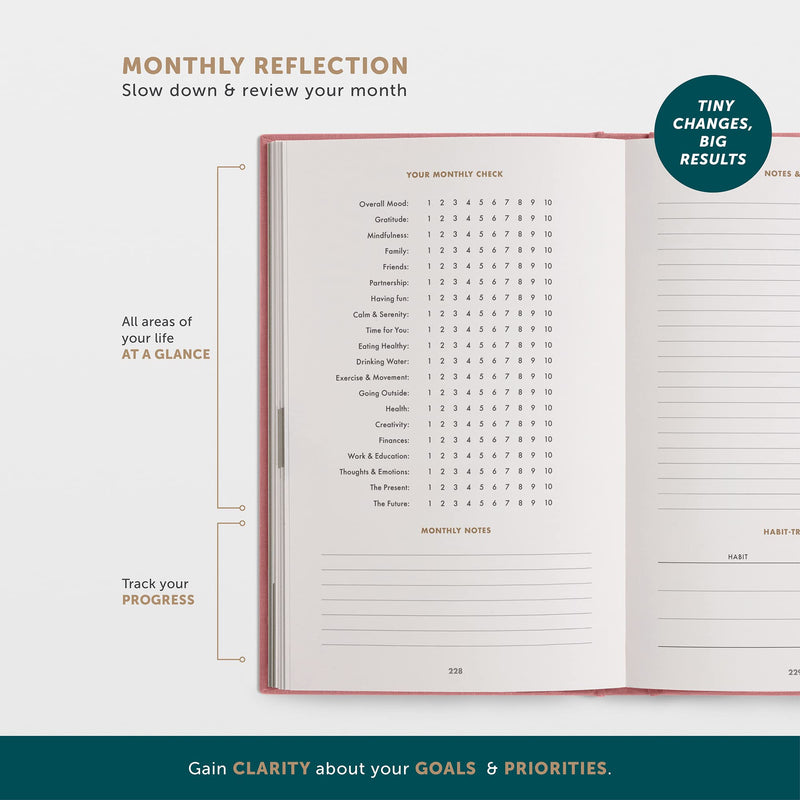 [Australia] - The 6-Minute Diary (The Original) | Gratitude Journal for Men & Women | Manifestation Journal | Daily Wellness Journal for More Mindfulness Antique Pink English 