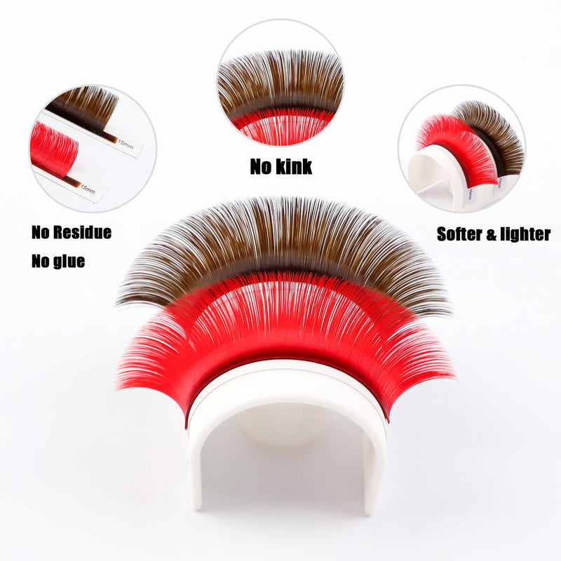 [Australia] - TDANCE Colorful lashes extension C Curl 0.07mm Thickness Semi Permanent Individual Eyelash Extensions Silk Volume Lashes Professional Salon Use Mixed 8-15mm Length In One Tray (Red,C-0.07,8-15mm) 1 Count (Pack of 1) C-0.07-Red 