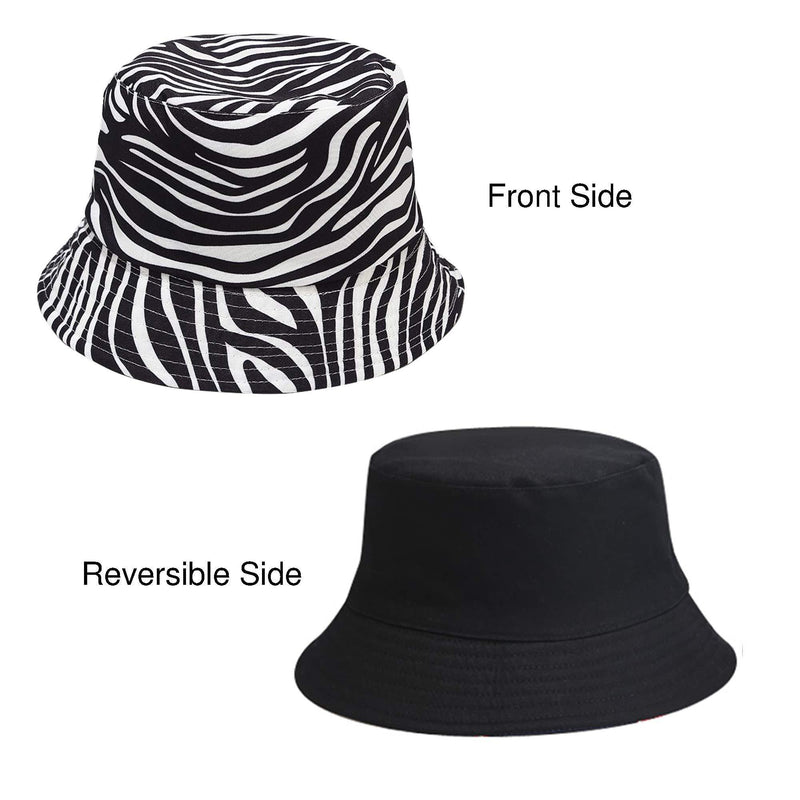 [Australia] - Umeepar Unisex Reversible Packable Bucket Hat Beach Sun Hat Fisherman Hat for Men Women Zebra 