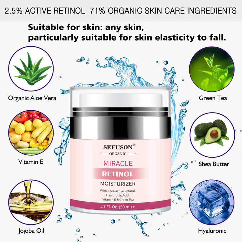 [Australia] - Retinol Moisturizer Cream,For Face&Eye Area Anti Aging Wrinkles & Acne & Fine Lines,with Vitamin E&Hyaluronic Acid & Jojoba Oil.Best Night&Day Facial Cream.With 2.5% Active Retinol,Face UV Protection 