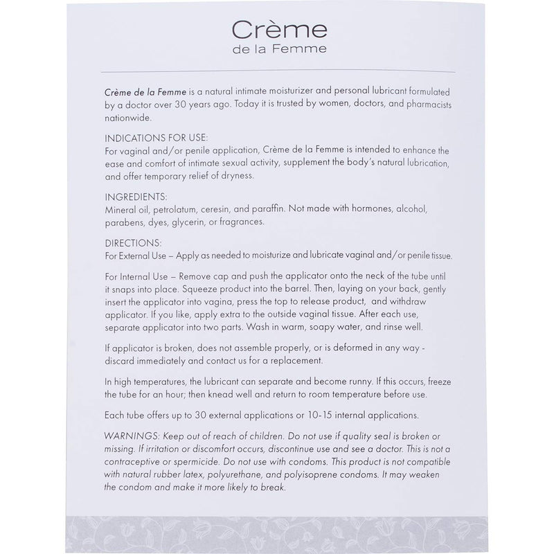 [Australia] - Crème De La Femme 3-Pack, Vaginal Dryness Cream Created by a Woman Doctor, Natural Menopause Dryness Remedy, Feminine Moisturizer, Free Applicator Included 1.15 Ounce (Pack of 3) 