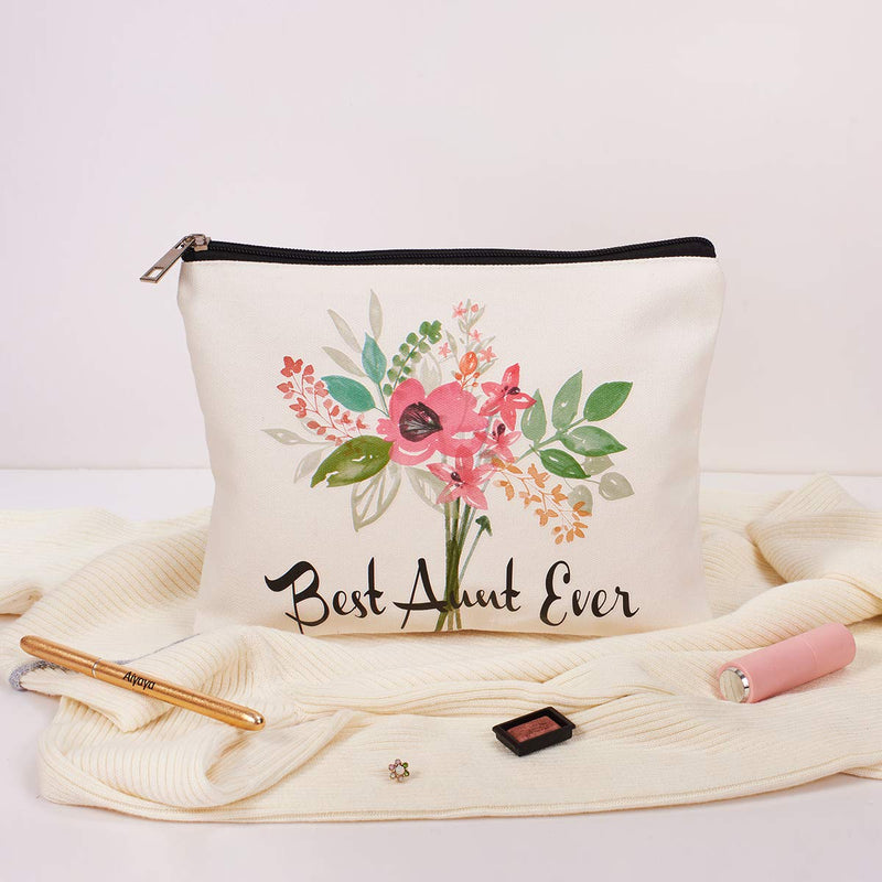 [Australia] - Best Aunt Ever Cosmetic Bag Aunt Gifts Auntie gifts from Niece for Christmas Birthday Retirement Aunt Travel Make Up Pouch 