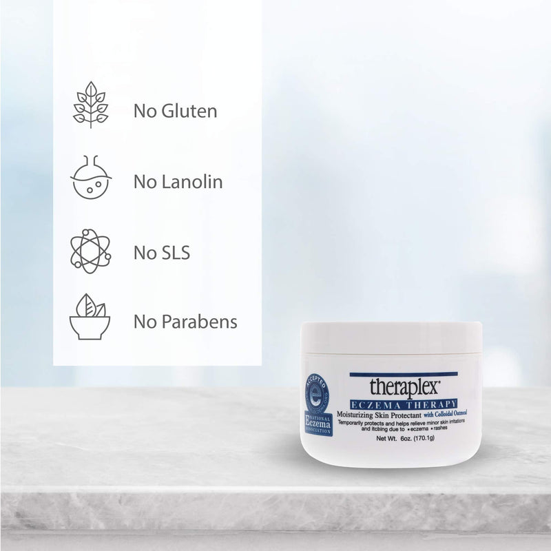 [Australia] - Theraplex Eczema Therapy (6 oz) - Moisturizing Skin Protectant with Natural Colloidal Oatmeal, Noncomedogenic, and Hypoallergenic, Fragrance-Free - National Eczema Association Seal of Approval 
