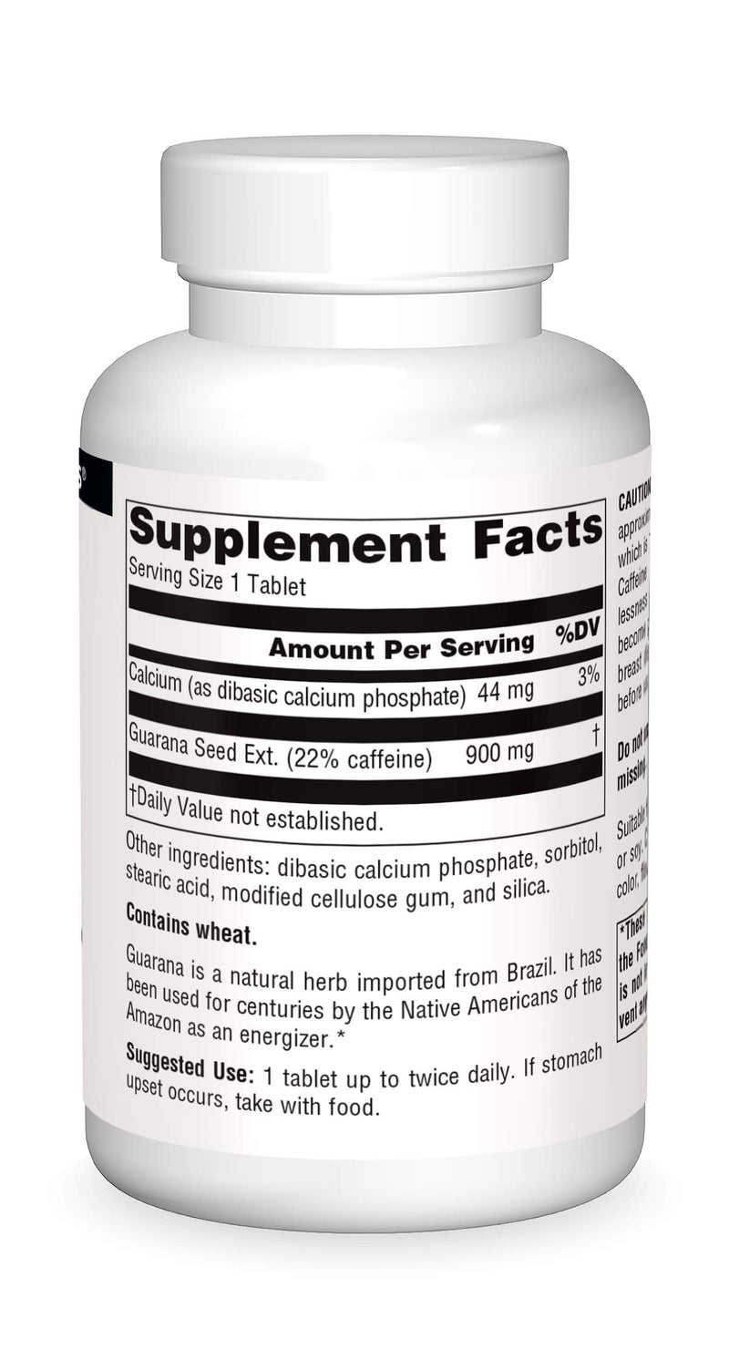 [Australia] - Source Naturals Guarana Energizer 900 mg Caffiene and Energy - 100 Tablets 1 100 Count (Pack of 1) 