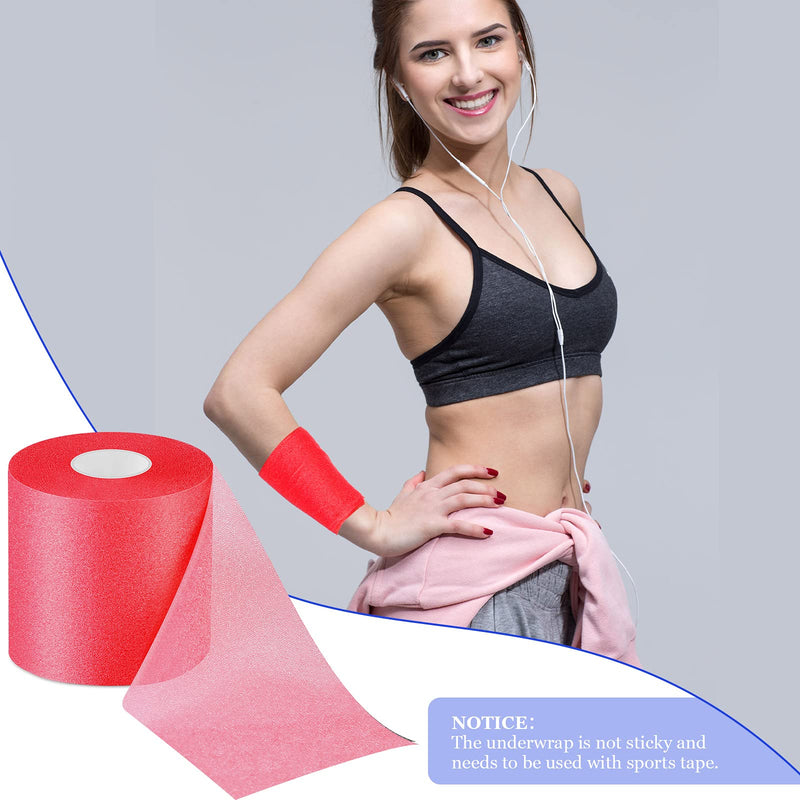 [Australia] - 2 Rolls Prewrap Athletic Tape Foam Underwrap Tape Sports Tape Foam Underwrap Bandage for Hair Wrists Elbows Knees Ankles, 2.75 Inches x 30 Yards(Rose Red, Blue) Rose Red, Blue 
