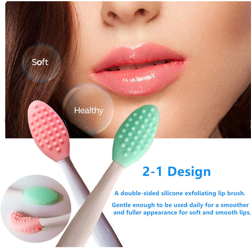 [Australia] - 3 PCS Lip Scrub Brush, Double-Sided Silicone Exfoliating Lip Brush, Exfoliating Brush for Men Women Lip Brush Mini Exfoliating Lip Brush lip lightening for dark lips 