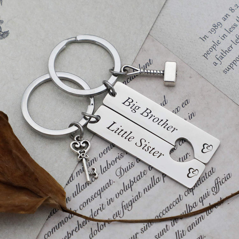 [Australia] - Best Brother Gifts Keychain Best Sister Gift Keychain Family Jewelry Best Friends Keyrings Family Jewelry Best Guy Friend Gift Friendship Half Hearts Keychain (Set Of 2) (2KN-BigbrotherLil701) 