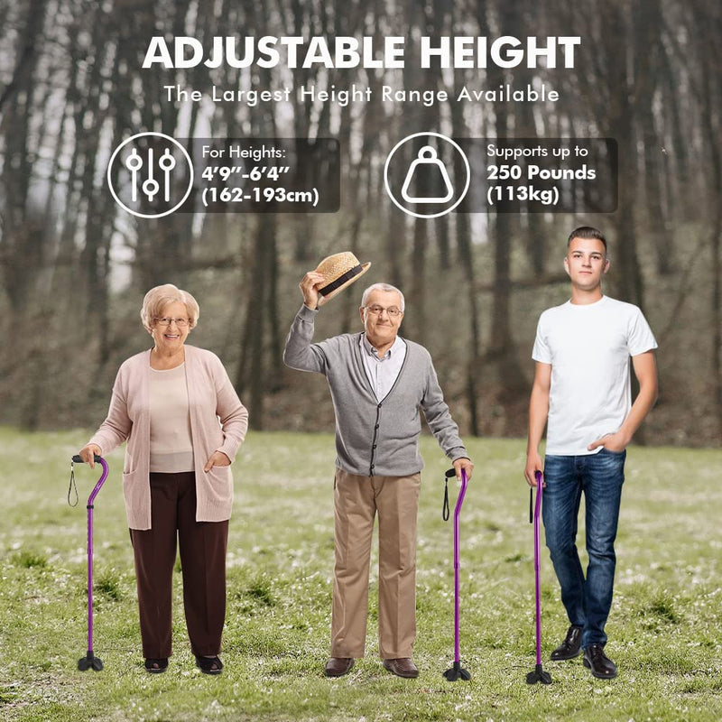 [Australia] - KingGear Adjustable Cane for Men & Women - Lightweight & Sturdy Offset Walking Stick - w/Additional Big Tip - Mobility Aid for Elderly, Seniors & Handicap… Purple 