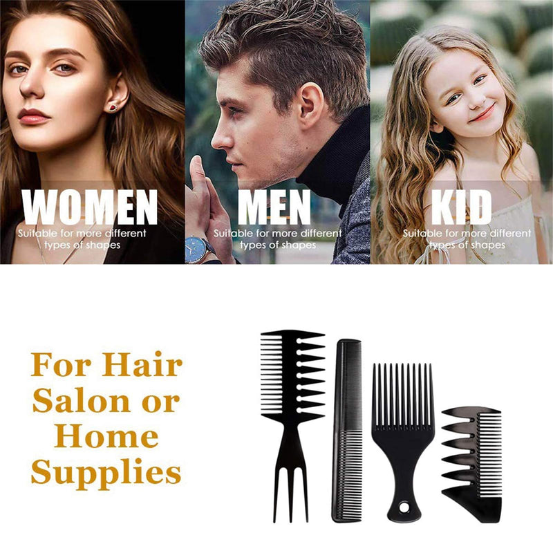 [Australia] - Mens Styling Comb Afro Hair Comb Hairdressing Comb Men Hair Care Set Salon Barber Brush Tool for Natural Curly Long Thick Hair Style,Black(4 Pcs) 