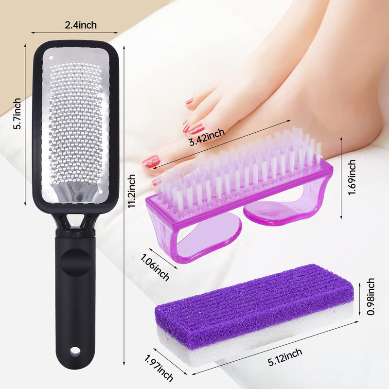 [Australia] - Foot Callus Remover Set,Pedicure Kit Includes 1 Stainless Foot Rasp Foot File,4 Foot Pumice Stone & 1 Nail Brush,Foot Scrubber Remove Hard Dry Skin,Foot Care Pedicure Tools for Wet and Dry Feet,Purple 