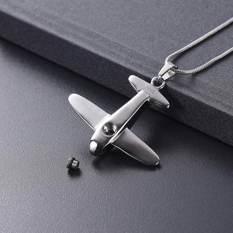 [Australia] - memorial jewelry Birthstone Personalized Airplane Mens Cremation Ashes Jewelry Initial Necklace October-Tourmaline 