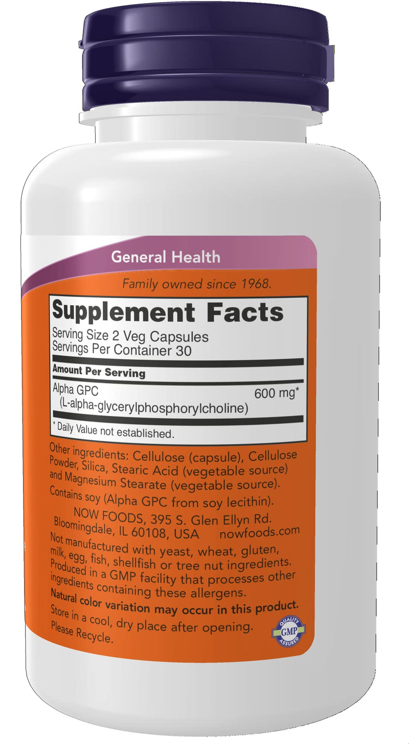 [Australia] - NOW Supplements, Alpha GPC 300 mg with Bioavailable Source of Choline, 60 Veg Capsules 60 Count (Pack of 1) 