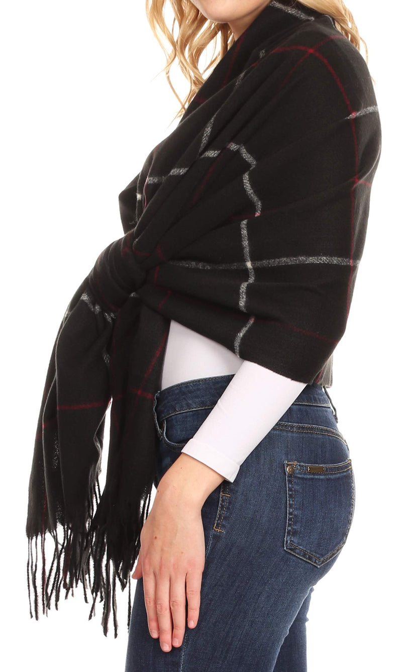 [Australia] - Sakkas Martinna Women's Winter Warm Super Soft and Light Pattern Shawl Scarf Wrap One Size Black 