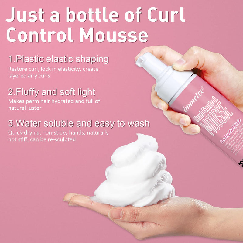 [Australia] - immetee Curl Control Mousse, Wavy Hair Frizz Control Hair Control Curl Defining, No Residue, Frizz-Free, Thermal Protection, Smoothen Hair. 200ML/6.7FL OZ 