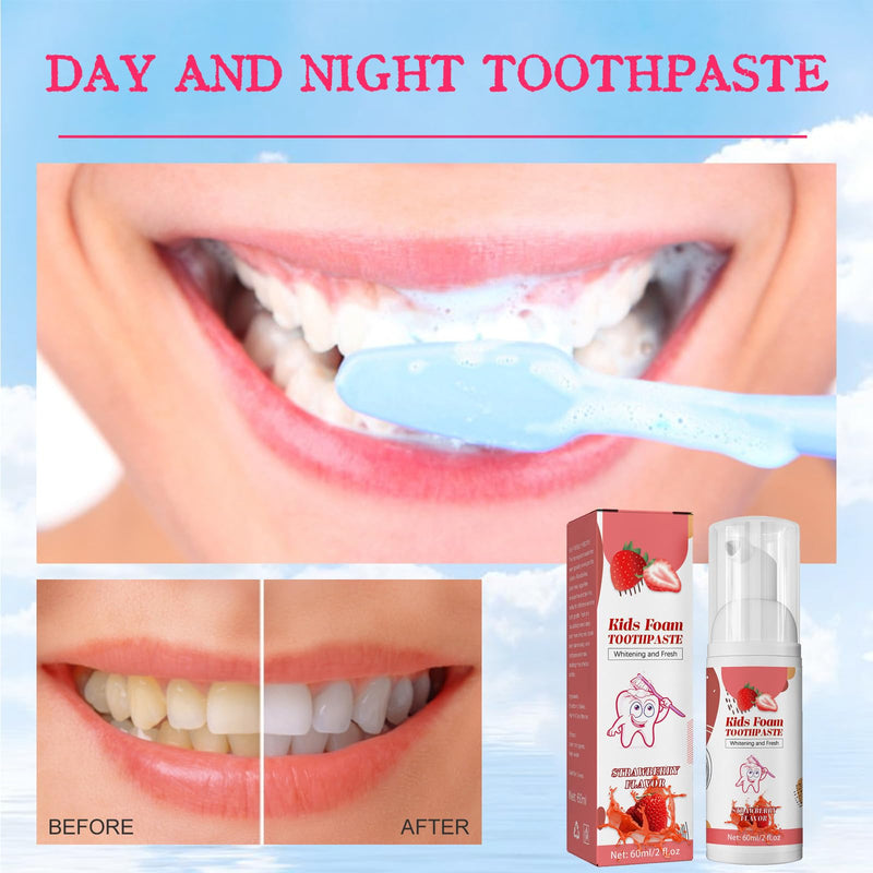 [Australia] - Foam Kids Toothpaste,Childrens Toothpaste,Teeth Cleaning Anti-Cavity,Natural Mousse Foam Toothpaste,Strawberry Toddler Toothpaste,Children’s Teeth Cleaning Anticavity Foaming Toothpaste 