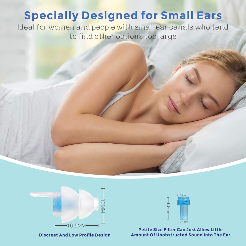 [Australia] - Sleeping Ear Plugs, Hearprotek 2 Pairs Ear Plugs (32db & 30db) Ultra Soft Noise Reduction and Hearing Protection earplugs for Side Sleepers, snoring, Travel, Working, Study, Safety Blue 