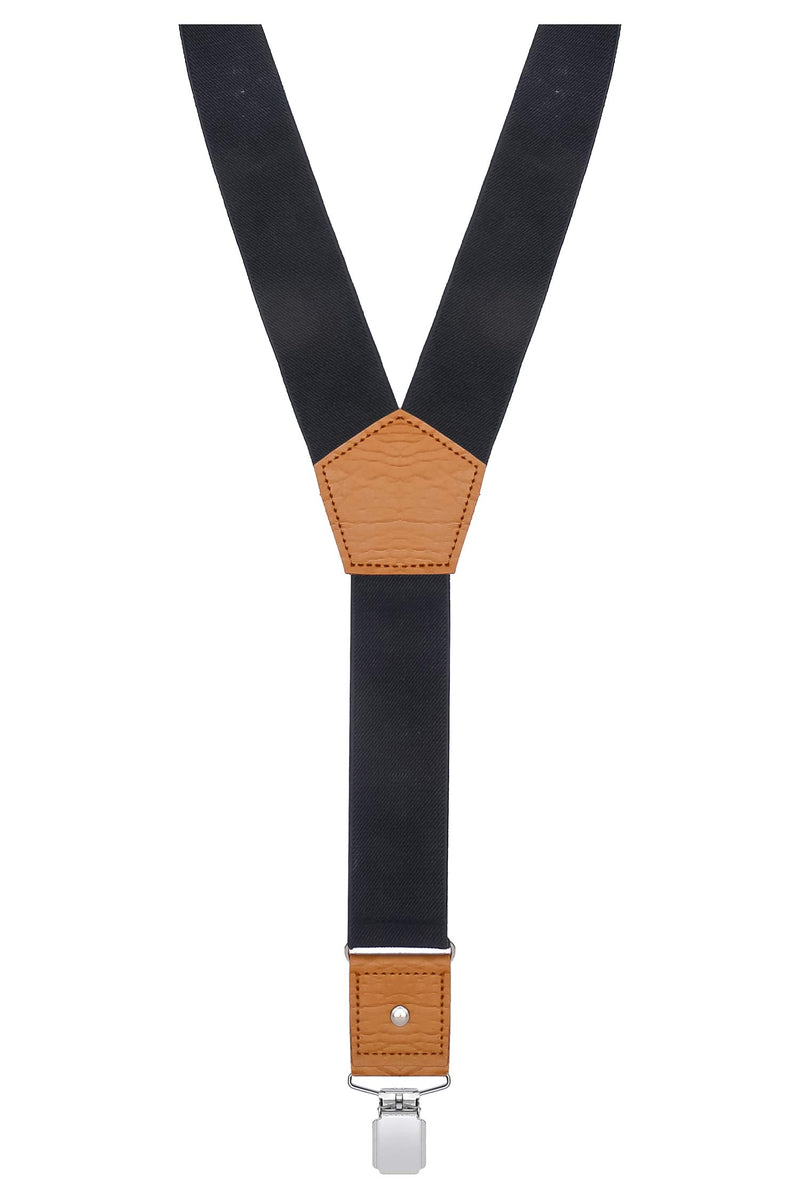 [Australia] - BODY STRENTH Mens Suspenders Adjustable Y Back Elastic with Strong Clips Black 47 inches 