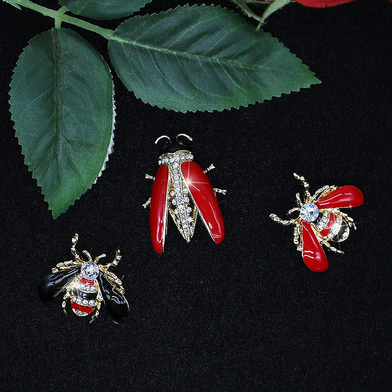 [Australia] - 3 Pack Cute Bee Brooch Pin Set Enamel Crystal Animal Lapel Brooches Novelty Funny Pins Badges for Women Girls Boys Clothing Bags Backpacks Jackets Hat Style 1 