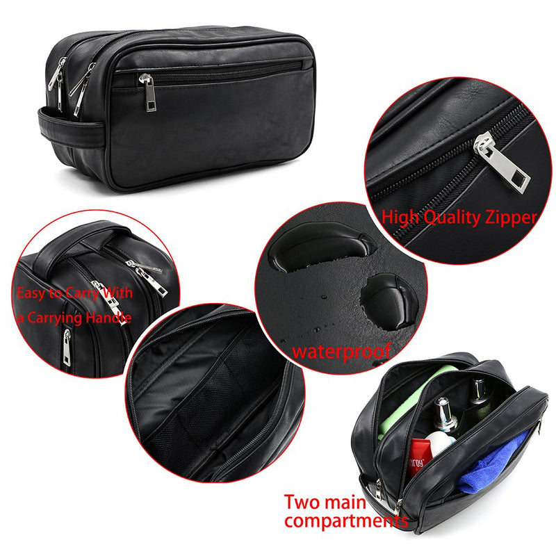 [Australia] - Toiletry Bags, Sumnacon Unisex PU Leather Waterproof Travel Toiletry Bag Organizer Perfect for Shaving Grooming Dopp Kit & Household Business Vacation, Cosmetic Bag with Portable Handle 