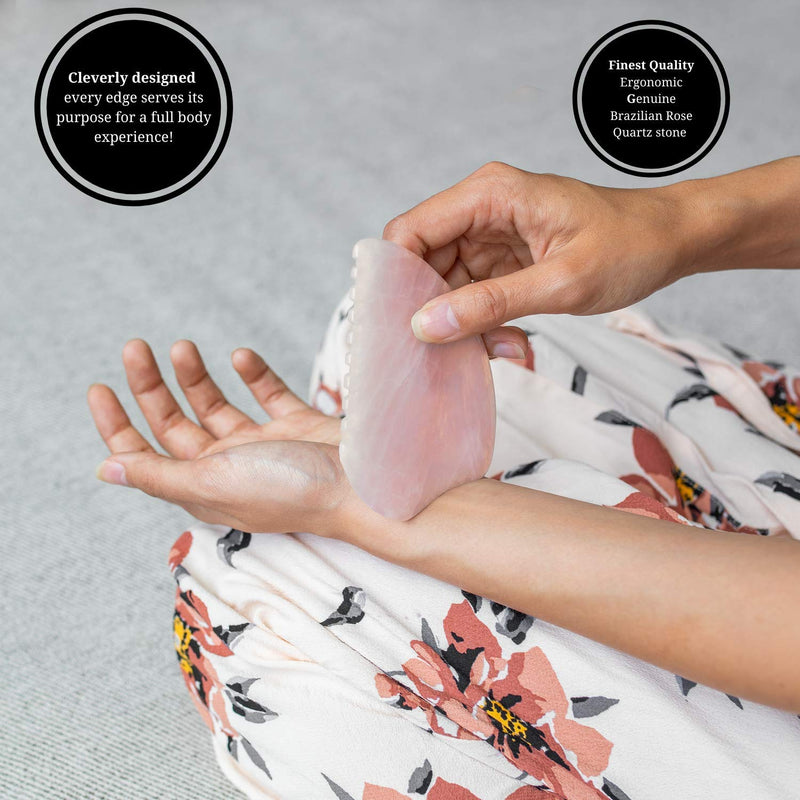 [Australia] - Brazilian Rose Quartz Gua Sha - Gua Sha Massage Tool for Face Eyes, Neck & Body - Genuine Rose Quartz Gua Sha Facial Tools Tone, Reduce Fine Lines and Wrinkles - Lymphatic Drainage Face Massager 