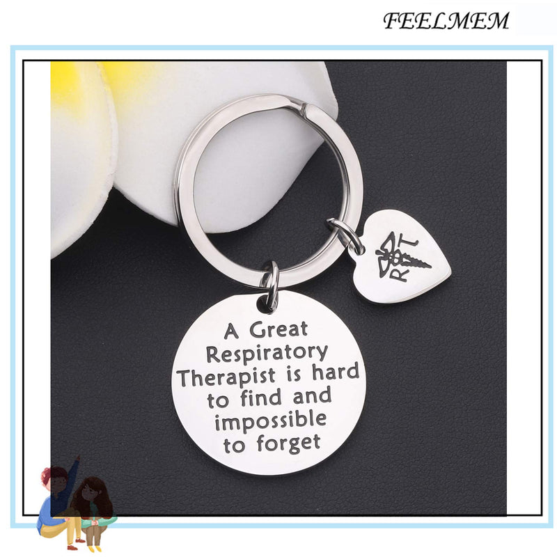 [Australia] - FEELMEM Respiratory Therapist Gift Radiology Tech Gift RT Keychain A Great Respiratory Therapist is Hard to Find Harder to Leave Impossible to Forget Radiology Technologist Gift silver 