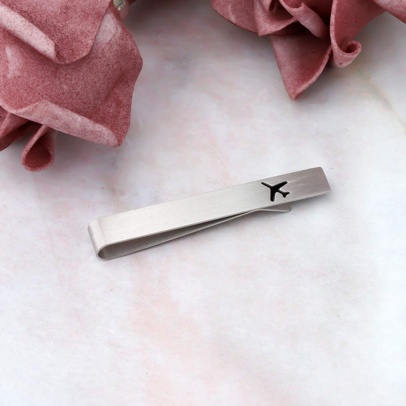 [Australia] - LQRI Airplane Tie Clip Airplane Jewelry Pilot Gift Fly Safe Tie Clip Aviation Gifts Pilot Tie Bar Gifts Traveling Long Distance Relationship Gift for Men 