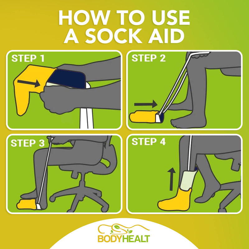 [Australia] - BodyHealt Flexible Sock Aid Tool - Deluxe Dressing Aid for Elderly, Disabled & Diabetic. Pants Assist for Pregnancy - Socks helper with Long Handles - Pulling Assist Device for compression stockings 1 Count (Pack of 1) 