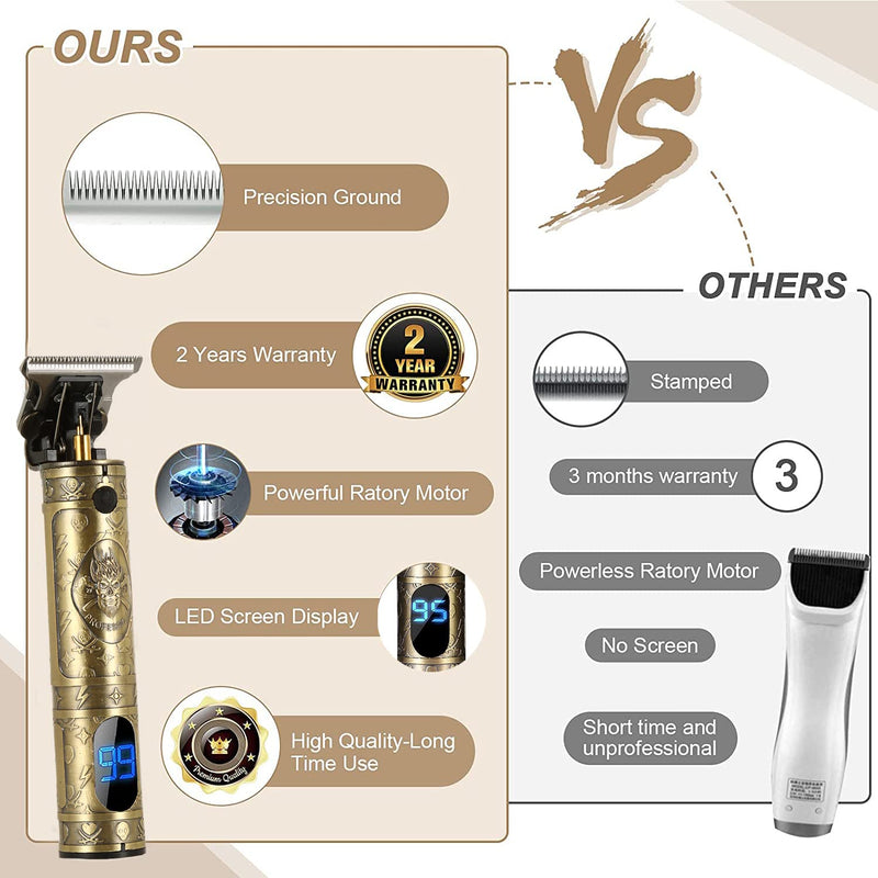 [Australia] - Ten-Tatent Hair Clippers Men, Hair Trimmers, T-Blade Trimmer, Cordless Rechargeable Grooming Kits, Zero Gapped Detail Beard Shaver with 4 Guide Combs,Quality Assurance，Gold Gold 