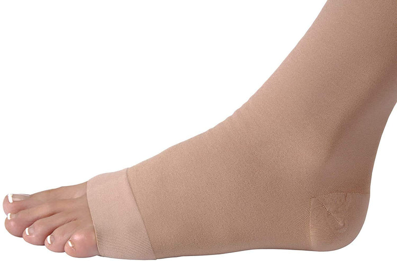 [Australia] - JOBST Relief Thigh High Open Toe Compression Stockings Unisex Extra Firm Legware Silicone Band Easy Donning Compression Class- 20-30 Beige Large (1 Pair) 