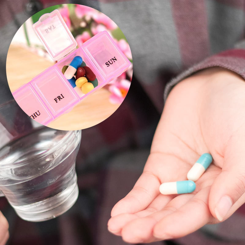[Australia] - Pill Box Organiser 7 Day One Time a Day Pill Dispenser Storage Case for Medication, Supplements, Vitamins and Cod Liver Oil Pink 