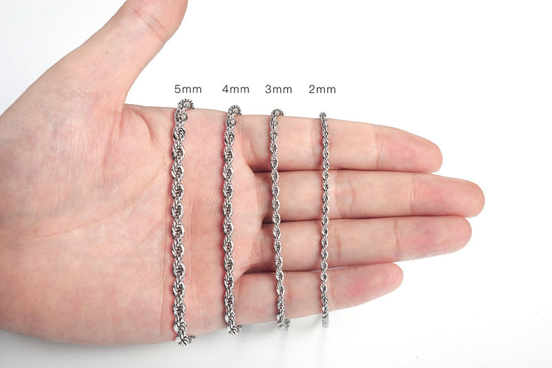 [Australia] - HolyFast 2-10mm Twist Chain Necklace Stainless Steel Necklace 16-38 Inches Men Women Jewellery 16.0 Inches 2mm Wide 
