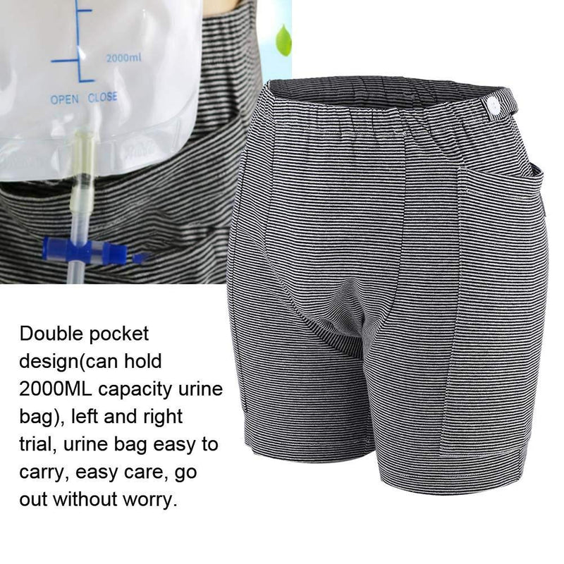 [Australia] - Double Pocket Design Men Women Incontinence Underwear Bladder Patient Urine Bag Pants (L-Men's stoma fistula) L Men's Stoma Fistula 