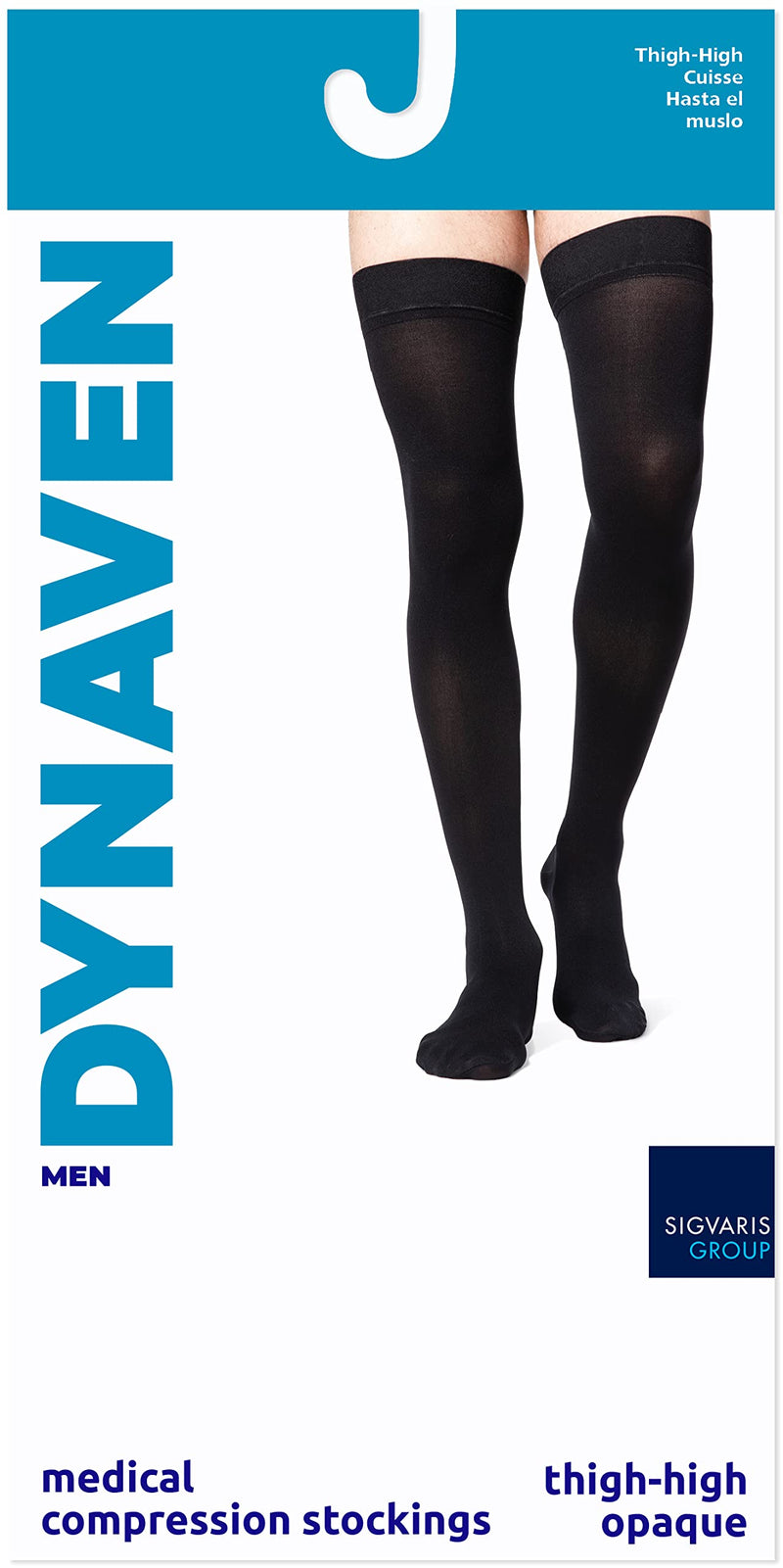 [Australia] - SIGVARIS Men’s DYNAVEN Closed Toe Thigh-Highs w/Grip-Top 20-30mmHg crispa SL - Small Long 