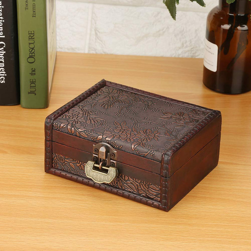 [Australia] - Vintage Wooden Storage Box Antique Old Decorative Storage Organizer Jewelry Treasure Box Organizer with Metal Lock for Woman Gifts 