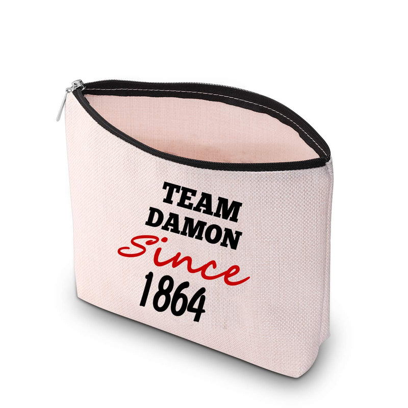 [Australia] - JXGZSO Team Damon/ Stefan/ Salvatore Since 1864 Cosmetic Bag Vampire Fandom MAKE-UP Bag Gift For Her (Team Damon) 