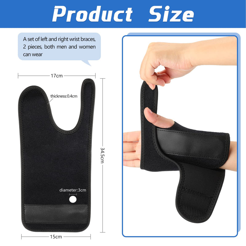 [Australia] - 2 Pieces Carpal Tunnel Wrist Braces for Night Wrist Sleep Support Brace Wrist Splint Stabilizer and Hand Brace Cushioned to Help With Carpal Tunnel and Wrist Pain Relief (Black,Classic Style) Classic Style Black 